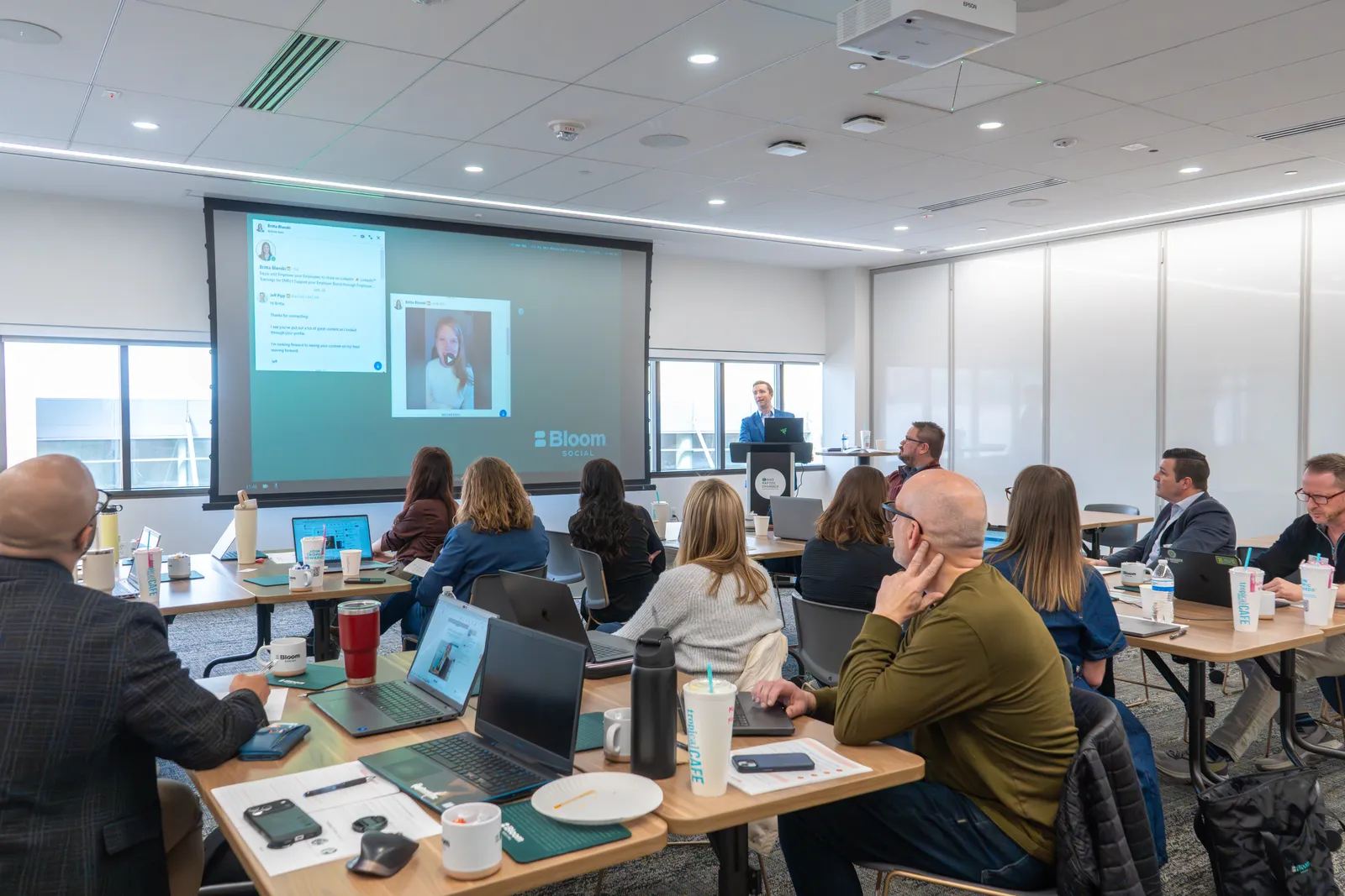 The From Invisible to Influential LinkedIn workshop in session at the Grand Rapids Chamber