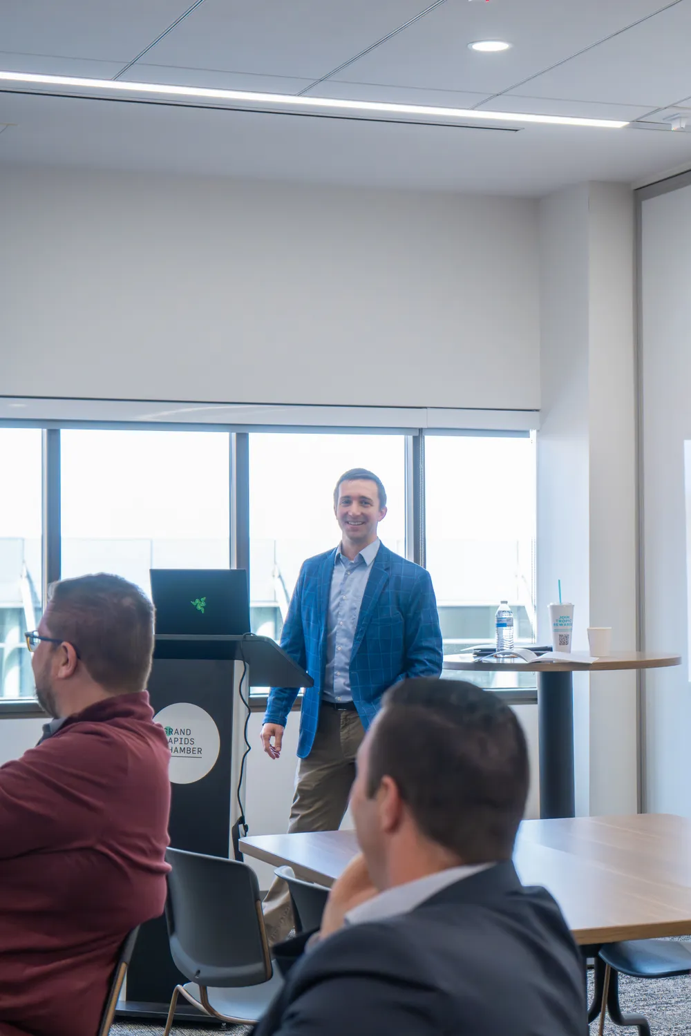 A speaker presenting at the Bloom Social LinkedIn workshop